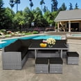 thumbnail image 4 of Patiojoy 7-Piece Wicker Patio Furniture Set Outdoor Rattan Sofa Set Conversation Couch Set Black, 4 of 10