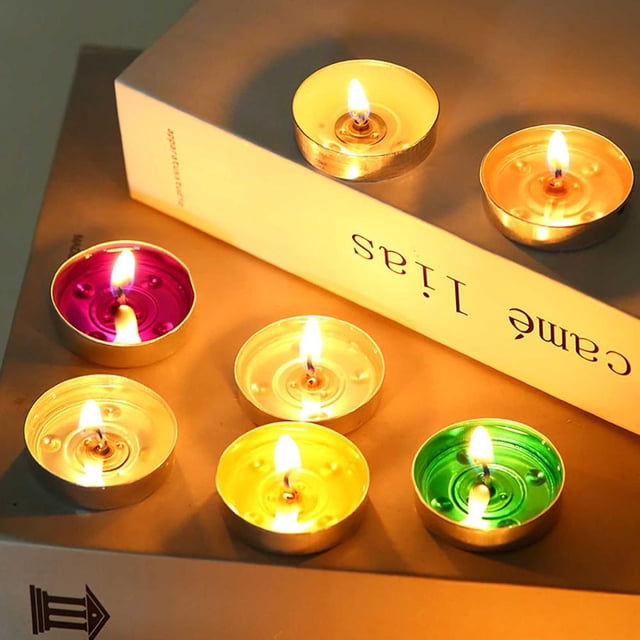 Feltree Small Paraffin Tea Light Candles Romantic Coffee Scented for Wedding Home Decor Gift Set of 10