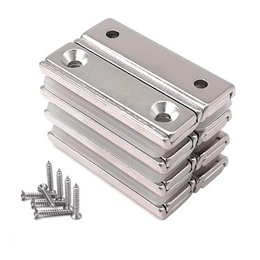 Aimants Rectangulaires 20 kg Force 40 X 13.5 X 5 mm, avec Paroi de Comptoir et Couvercle, Aimants pour Pots Ménagers et Industriels