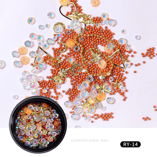 PVCS Ensemble de Chaîne de Perles en Strass Coloré Bricolage Décoration d'Ongles Tridimensionnelle