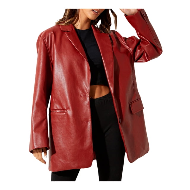 Kmbangi Female Coat Solid Color Tailored Collar Long Sleeve Suit Jacket