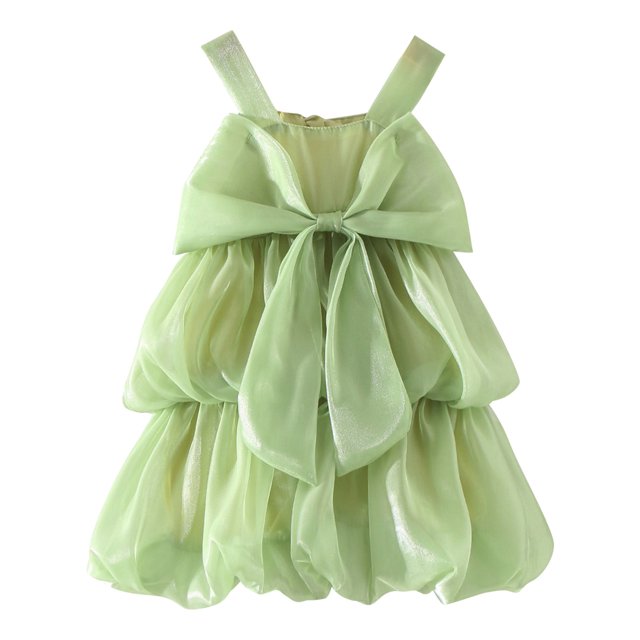 B91xZ Robes pour Filles Été Coton Décontracté Robe Tournoyante, Vert 12-18 Mois