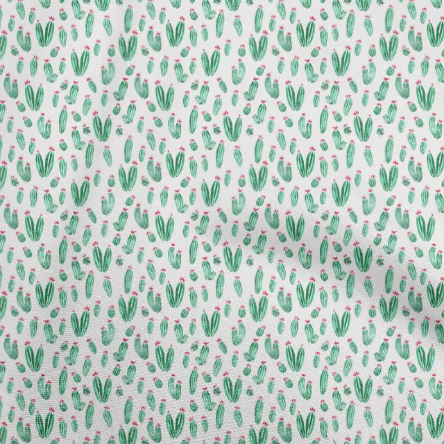 oneOone Tissu Popeline de Coton Vert Mer Cactus Matériel de Robe Tissu Imprimé Tissu au Mètre 56 Pouces de Large
