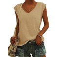 thumbnail image 2 of Pompotops Fashion Woman Causal V-Neck Solid Blouse Sleeveless T-Shirt Summer Tops, 2 of 4