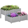 thumbnail image 1 of Outsunny 4-piece Elevated Flower Bed Vegetable Herb Planter Plastic Grey, 1 of 10