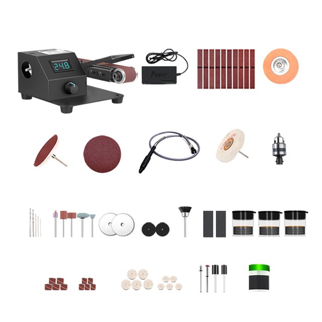350W Belt Sander Electric Sanding Polishing Machine Grinding Sander Grinder Small Sand-belt Machine Stepless Speed Regulation ,Wide Use