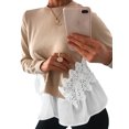 thumbnail image 1 of DYMADE Women Lace Frill Ruffle Tops Blouse Ladies Casual Jumper T-Shirts Crew Neck Tee, 1 of 5
