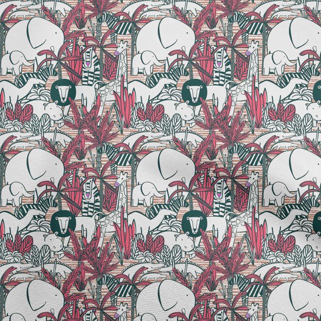 oneOone Polyester Spandex Red Fabric Kids Animal Craft Projects Decor Fabric Printed By The Yard 56 Inch Wide