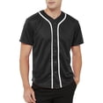 thumbnail image 2 of TOPTIE Men's Baseball Jersey Plain Button Down Shirts Team Sports Uniforms-Black White-XL, 2 of 10