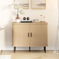 thumbnail image 2 of HOMCOM 35.4" Sideboard Buffet Cabinet, Slatted Kitchen Storage Cabinet, Oak, 2 of 10