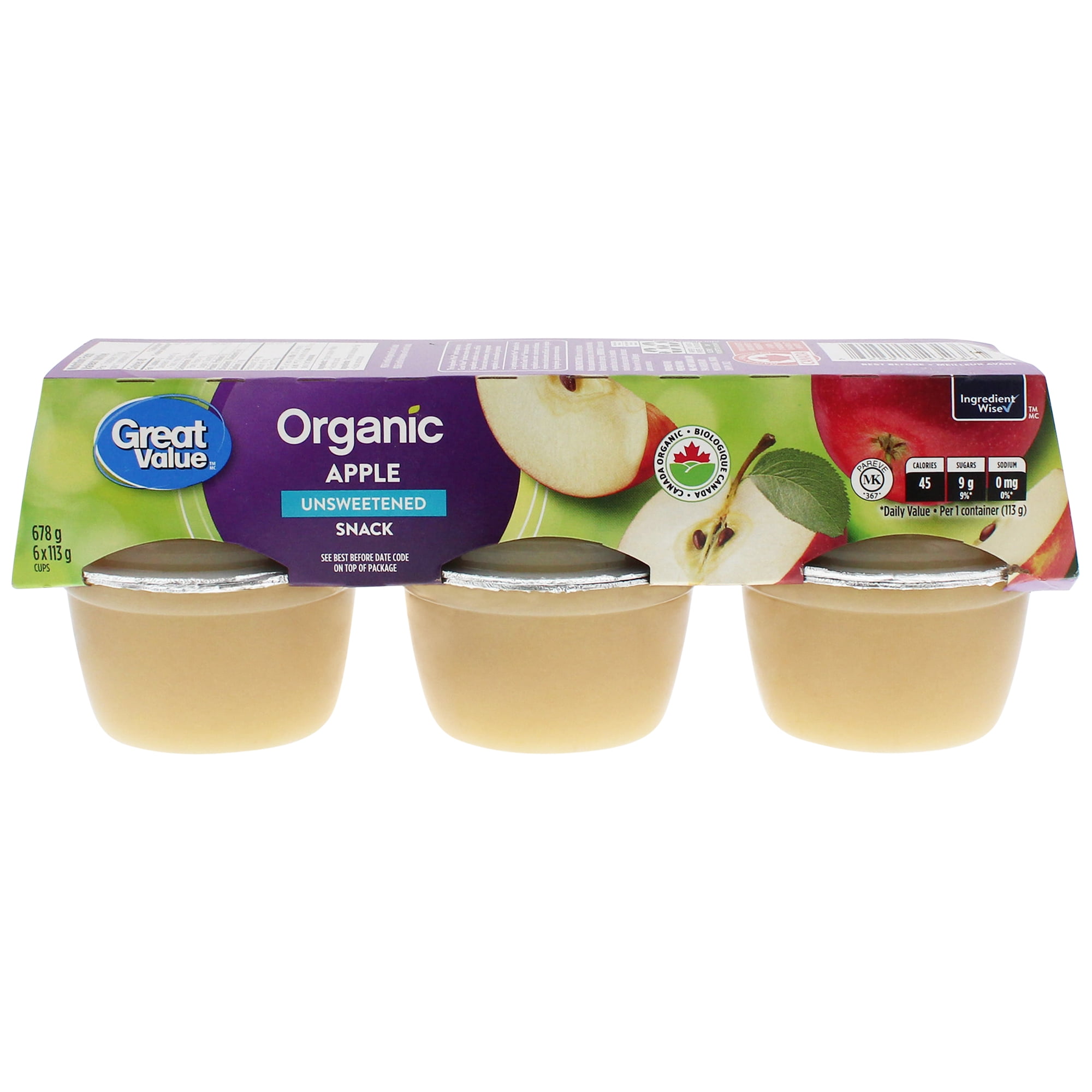Great Value Collation aux Pommes Biologique Non Sucrée
