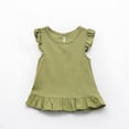 thumbnail image 2 of LLYWEY Toddler Girls Ruffle Tops, Baby Girl Linen Ruffles Hem Sleeveless T-Shirts, Kids Solid Color Keyhole Back Summer Round Neck Sleeveless Loose Casual Blouses Shirts, Style-T-12, Green, 3T, 2 of 9