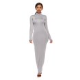 thumbnail image 2 of TopLLC Longues Robe à Manches à Col Rond pour Femme Décontractée Couleur Col Montant Manches Longues Extensible Ajustée Longue Robe Haut pour Femme, 2 of 6