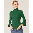 thumbnail image 2 of INSPIRE CHIC Chandail pour Femme à Col Roulé, Manches 3/4 à Volants, Coupe Ajustée, Tricot Côtelé, TG Vert, 2 of 6