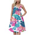 thumbnail image 2 of Ovzne Robes d'Été pour Femmes 2025 Robe de Plage Mode Robe Sans Manches pour Femme Col Rond Imprimé Floral Plissée Ajustée Robe de Plage Gâteau Robe d'Été Imprimée Liquidation, 2 of 5