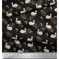 thumbnail image 2 of Soimoi Tissu Crêpe polyester à Pois, Feuilles & Tissu Imprimé Animal Rabbit 1 Yard 42 Pouces de Large, 2 of 3