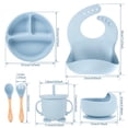 thumbnail image 2 of DEBGFS 8Pcs Silicone Baby Feeding Set Soft Baby Weaning Supplies Cute Self Feeding Eating Utensils Set Dishwasher Safe for Baby Green,blue, 2 of 8