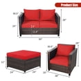 thumbnail image 2 of Gymax Ensemble de Mobilier de Conversation en Rotin pour Patio Extérieur 5 Pcs avec Coussins Rouges, 2 of 10