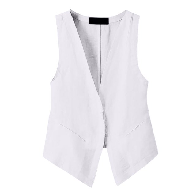 HNMKIU Camisoles Courtes pour Femmes Hauts de Type Gilet en Lin Sans Manches Printemps Été Manteau Gilet Haut