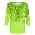 thumbnail image 4 of Staron Liquidation Hauts pour Femmes Manches 3/4 Ample Décontracté T-Shirts à Imprimé Scintillant Pailleté Col Rond Blouses Tendance Été T-Shirts Basiques T-Shirts, 4 of 5