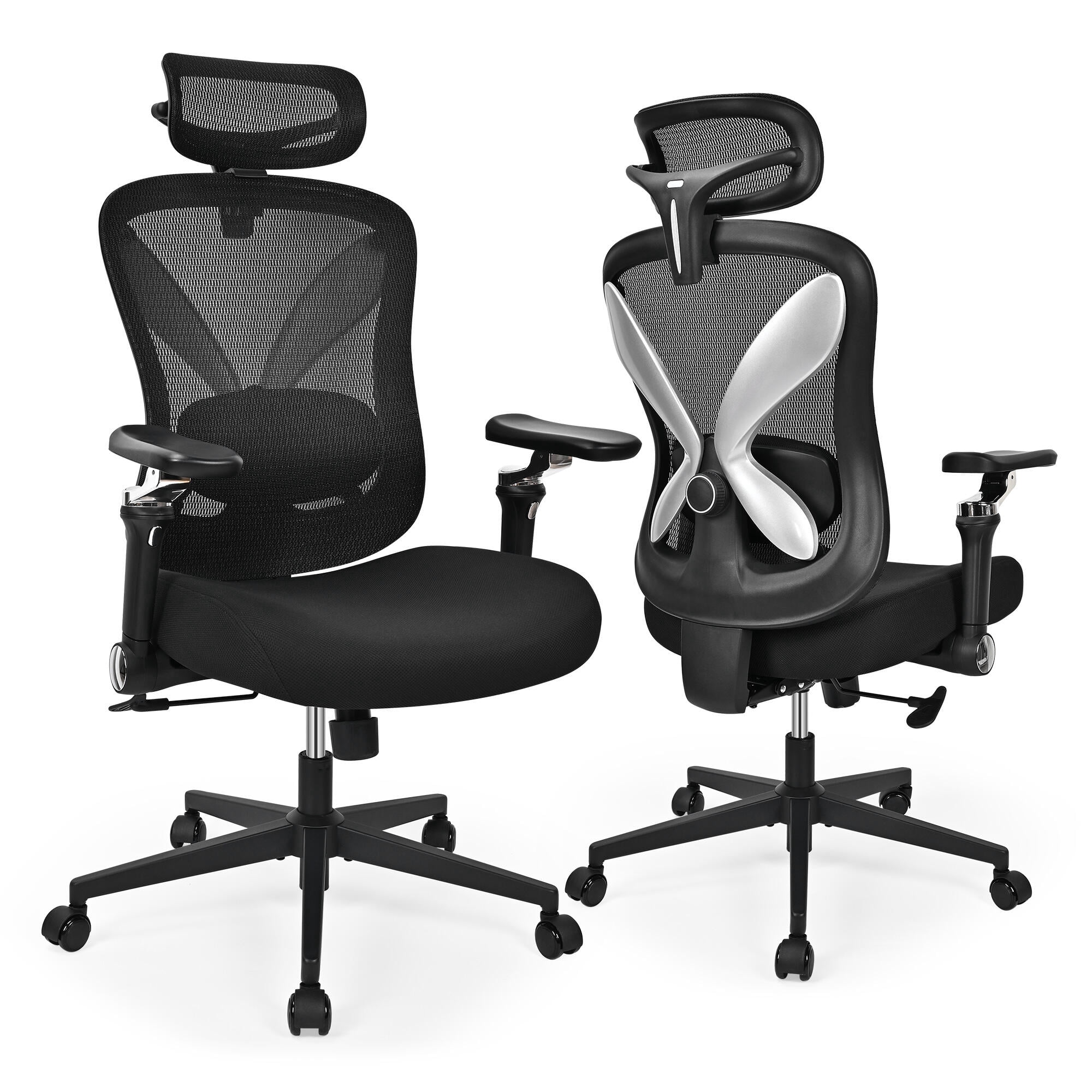 Mesh Ergonomic Office Chair with 6D Adjustable Armrests, 2D Adjustable Headrest & Lumbar Support, High Back Computer Gaming Chair Up to 135° Tilt