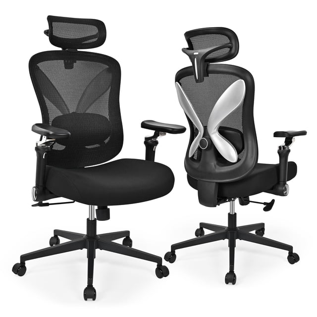 Moustache Chaise de Bureau Ergonomique en Maille avec Appuie-Tête Réglable, Soutien Lombaire et Accoudoirs 6D, 320 Lb