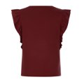 thumbnail image 4 of Pompotops Mode Femme Décontracté Col Rond Double Couche à Volants Poche Manches Courtes Chandail Haut T-Shirt Blouse, 4 of 7