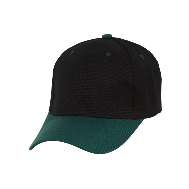 Casquette de Baseball Bicolore Ajustable, Noir/vert Forêt