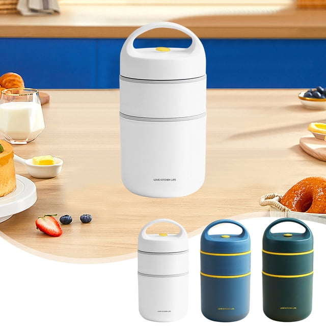 sdhkgrrt under $5 3Pcs Insulated Lunch Box, Insulated Lunch Box Soup,Stainless Steel Food Jar,Portable Breakfast Thermos,Double Wall Food Container,Work Lunch Container