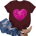 thumbnail image 1 of TIMIFIS T-Shirts à Manches Courtes de la Saint-Valentin pour Femmes Mode Décontractée Col Rond T-Shirt Imprimé Cœur d'Amour T-Shirt d'Été Ample Col Rond T-Shirts, 1 of 4