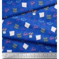 thumbnail image 2 of Soimoi Blue Moss Georgette Fabric Heart & Love Text Printed Fabric 1 Yard 42 Inch Wide, 2 of 5