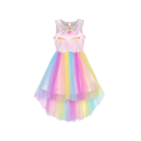 Flower Girls Dress Unicorn Rainbow Pageant Princess Party 8 Years