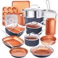 thumbnail image 1 of Gotham Steel 20 Pc Pots and Pans Set, Bakeware Set, Ceramic Cookware Set for Kitchen, Long Lasting Non Stick Pots and Pans Set with Lids Dishwasher / Oven Safe, Non Toxic-Copper, 1 of 7