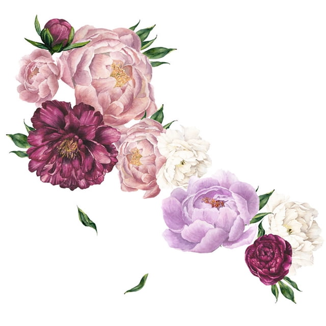 WIFKLSIIPG Peony Rose Flowers Wall Art Sticker Decals Kid Room Nursery Home Decor Gift