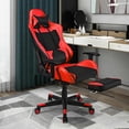 thumbnail image 4 of Costway Chaise de Jeu de Massage Inclinable de Course pour Bureau et Ordinateur avec Repose-Pieds Rouge, 4 of 10