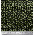 thumbnail image 1 of Soimoi Tissu Crêpe polyester Vert Imprimé Alphabet au Mètre 52 Pouces de Large, 1 of 3