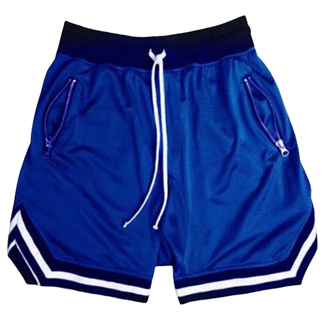 Penkiiy Men's Running Athletic Shorts Mesh Basketball Shorts with 2 Zipper Pockets 3XL Blue