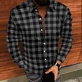 thumbnail image 3 of Timdgard Button down Shirts for Men Fall Plaid Lapel V Neck Long Sleeve Shirts Work Casual Tops, 3 of 8