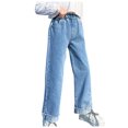 thumbnail image 2 of Mefallenssiah Full Length Pants Jeans Spring and Summer Children'S Girls' Basic Casual Solid Long Pocket Jeans, 2 of 3