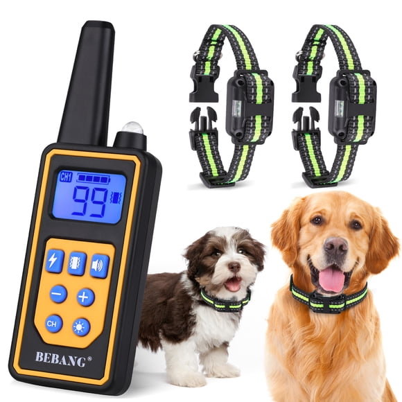 BEBANG Dog Training Collars for 2 Dogs, Dog Shock Collar with Remote 880yards, 3 Modes Waterproof, LED Light, USB,for Training Small Medium Large Dogs
