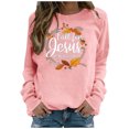 thumbnail image 2 of Babysbule Liquidation Hauts à Lettres pour Femmes Dames Automne Imprimé Ample Manches Longues Col Rond Chandail à Enfiler Haut T-Shirt Haut, 2 of 5