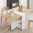 thumbnail image 2 of Space Saving Folding Dining Table with 2 Tier Storage-Extendable Drop Leaf Farmhouse Wood Kitchen Dining Room Tables Set for 4, Collapsible Expandable Rectangle Dinner Kitchen Office Furniture, 2 of 7
