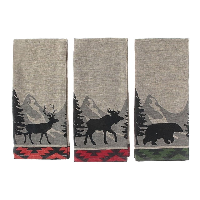 Forest Animal Chambray Woven Kitchen Towel (Asstd) - Set of 3