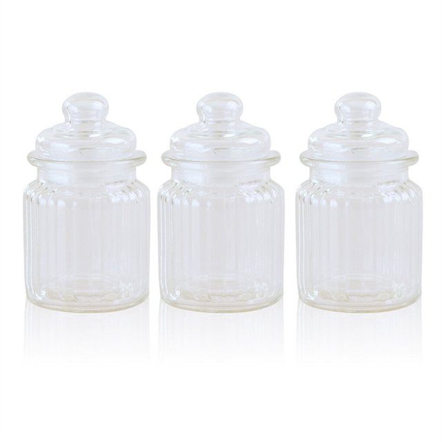 3 Pieces Glass Food Storage Jar Sealed Moisture-Proof Grain Glass Food Container Seasoning Kitchen Gadgets Jars for Sealing Canning