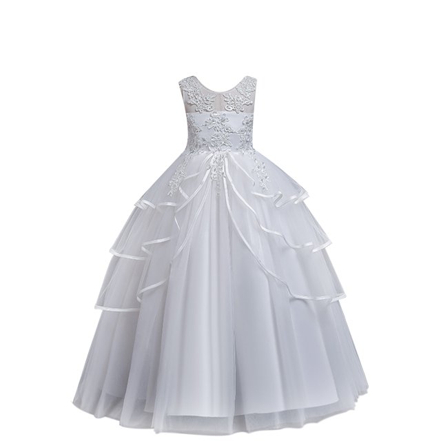 KAWELL Robe de Gala Princesse Sans Manches Brodée pour Filles Robe de Bal pour Enfants
