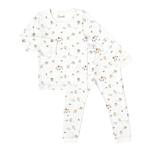 Coccoli Cotton-Modal Pyjamas à manches longues - Champignons sur la crème (2 Années, 27-30 livres)