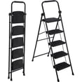 thumbnail image 1 of Ourlova Foldable 5 Step Heavy Duty Metal Ladder with Safety Lock, Wide Non-Slip Pedals and Handrails, Portable Collapsible Step Stool for Home, Office, Outdoor, 1 of 8