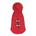 thumbnail image 3 of Holiday Time Dog Clothes: Hooded Jacket for Fall & Winter, Red with Faux Toggles, Size XS-XL, 3 of 8