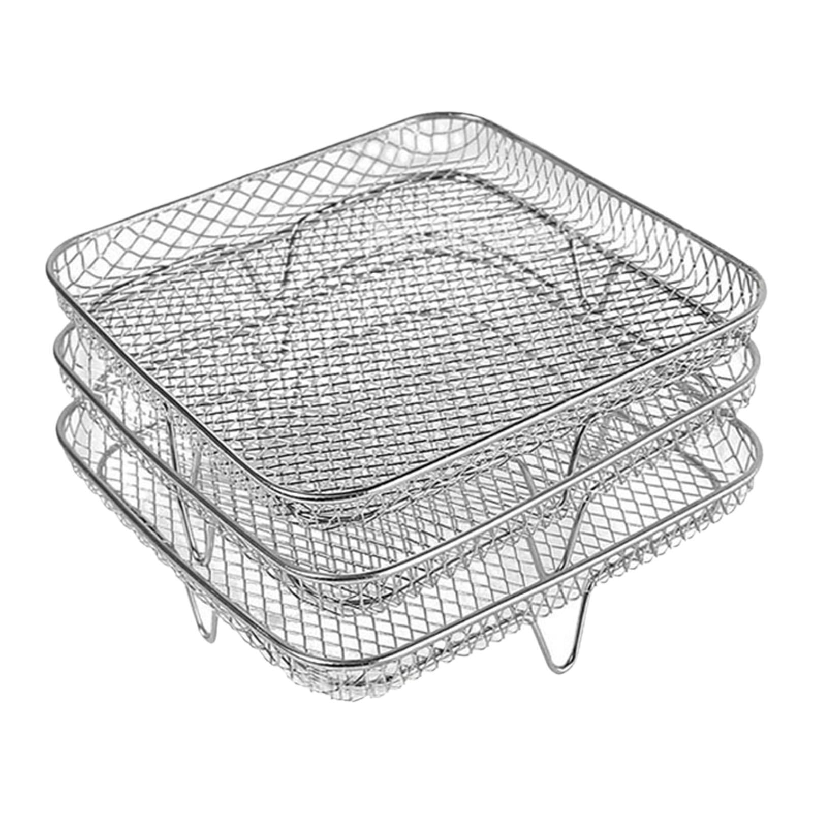 simhoa Stainless Steel 3 Tier Air Fryer Rack BBQ Rack for Roasting Household Baking