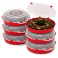 thumbnail image 1 of Homz 24'' Holiday Christmas Plastic Wreath Storage Box, Red (6 Pack), 1 of 12